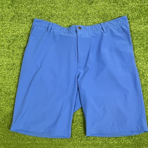 Adidas PureMotion Golf Shorts SZ 40 Powder Blue 3 Stripe Lightweight Performance - Picture 1 of 5